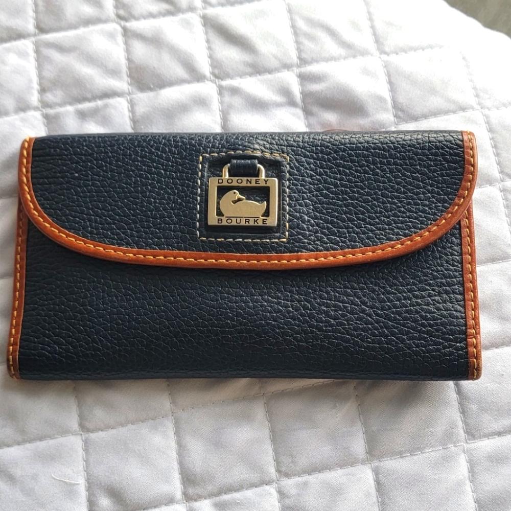 Dooney and Bourke Blue & Brown Pebble Wallet